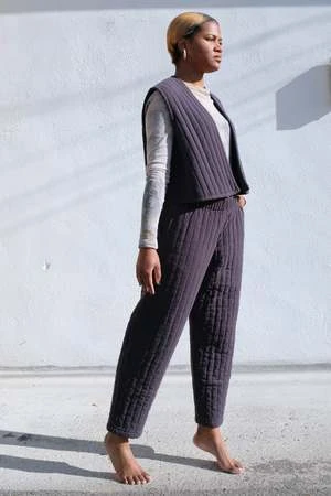 Black CraneQuilted Easy Pants - Dark Navy 6 Black CraneQuilted Easy Pants - Dark Navy - Image 4