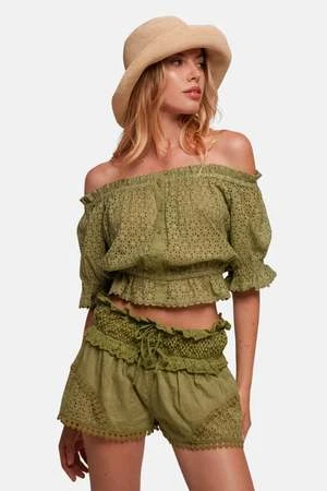 Sunday Saint-TropezRay Embroidered Short - Kaki 4 Sunday Saint-TropezRay Embroidered Short - Kaki - Image 2