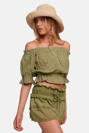 Sunday Saint-TropezRay Embroidered Short - Kaki 5 Sunday Saint-TropezRay Embroidered Short - Kaki - Image 3