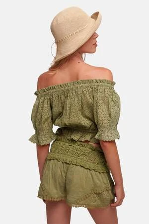 Sunday Saint-TropezRay Embroidered Short - Kaki 6 Sunday Saint-TropezRay Embroidered Short - Kaki - Image 4