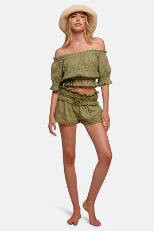 Sunday Saint-TropezRay Embroidered Short - Kaki 3 Sunday Saint-TropezRay Embroidered Short - Kaki