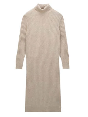 PureCashmere NYCRib Turtleneck Maxi Dress - Oatmeal 9 PureCashmere NYCRib Turtleneck Maxi Dress - Oatmeal - Image 7