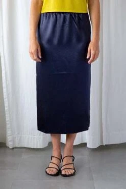 New Products 1 TibiSatin Slip Skirt - Dark Navy