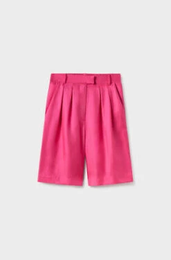 Silk LaundryTwill Double Pleated Shorts - Lemuria