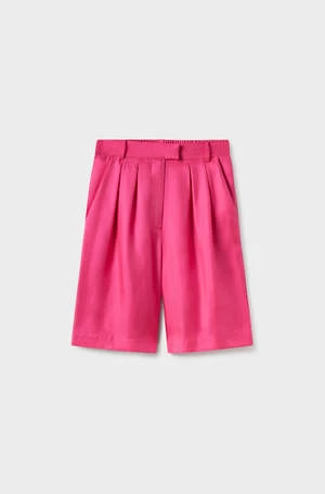 Silk LaundryTwill Double Pleated Shorts - Lemuria 3 Silk LaundryTwill Double Pleated Shorts - Lemuria