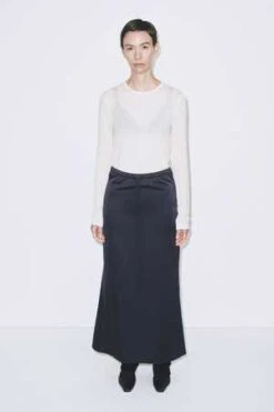 Mijeong ParkStretch Satin Maxi Skirt - Navy
