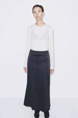 Mijeong ParkStretch Satin Maxi Skirt - Navy 5 Mijeong ParkStretch Satin Maxi Skirt - Navy - Image 3