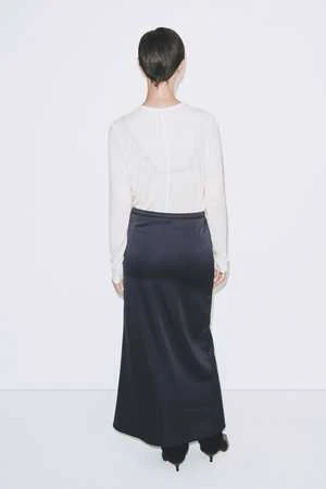 Mijeong ParkStretch Satin Maxi Skirt - Navy 6 Mijeong ParkStretch Satin Maxi Skirt - Navy - Image 4