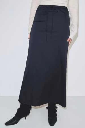 Mijeong ParkStretch Satin Maxi Skirt - Navy 4 Mijeong ParkStretch Satin Maxi Skirt - Navy - Image 2