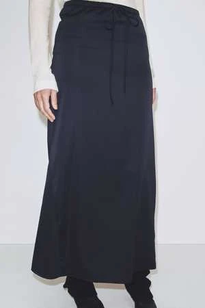 Mijeong ParkStretch Satin Maxi Skirt - Navy 7 Mijeong ParkStretch Satin Maxi Skirt - Navy - Image 5