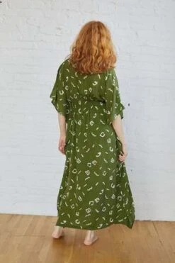 RUJUTA SHETHSummer Kaftan Dress - Aztec Olive Block Print -CYNTHIA Clothing Shop Summer Kaftan Dress Aztec Olive Block Print 20230831232749 2