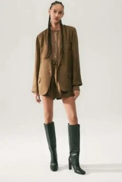 Silk LaundryTwill Slouch Shorts - Dark Earth -CYNTHIA Clothing Shop TWILL SLOUCH SHORTS DARK EARTH 20230614065853