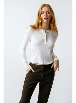 Amo DenimThermal Henley Tee - Natural 3 Amo DenimThermal Henley Tee - Natural