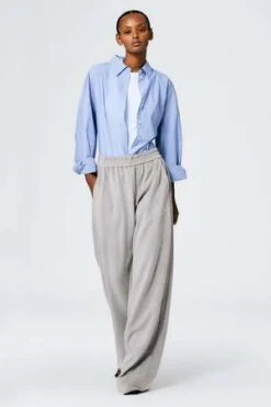 TibiUltra Suede Wide Leg Pull On Pant - Grey -CYNTHIA Clothing Shop Tibi Ultra Suede Wide Leg Pull On Pant Grey 20230105115225 1