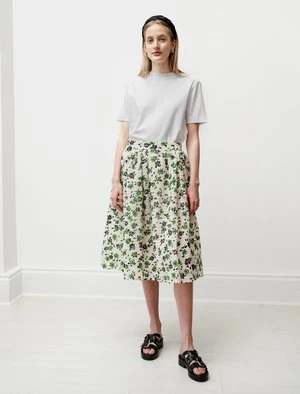 ShrimpsWomens Wade Gathered Skirt In Green/Cream 3 ShrimpsWomens Wade Gathered Skirt In Green/Cream