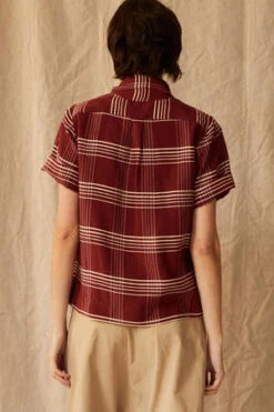 Caron CallahanWesley Shirt - Crimson Embroidered Plaid -CYNTHIA Clothing Shop Wesley Shirt in Crimson Embroidered Plaid 20231014014153 2