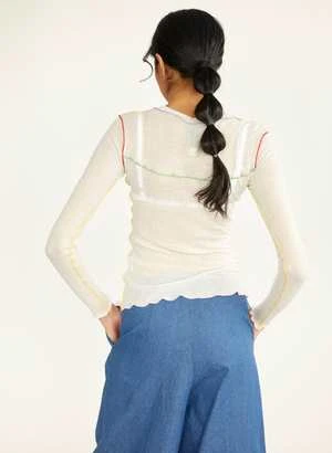 Eliza FaulknerDelia Long Sleeve Tee - White/multicolor 6 Eliza FaulknerDelia Long Sleeve Tee - White/multicolor - Image 4