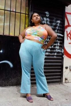 WrayRikki Pant - Ocean Micro Gingham 9 WrayRikki Pant - Ocean Micro Gingham -CYNTHIA Clothing Shop Wray Rikki Pant Ocean Micro Gingham 20230809015632