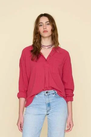 XirenaMakenzie Shirt - Cerise Stripe 3 XirenaMakenzie Shirt - Cerise Stripe