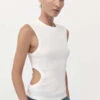 St. AgniOrganic Cotton Cut Out Tank - White -CYNTHIA Clothing Shop organic cotton cut out tank in white 20230927060653