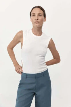 St. AgniOrganic Cotton Cut Out Tank - White -CYNTHIA Clothing Shop organic cotton cut out tank in white 20230927060653 2