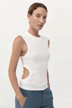 St. AgniOrganic Cotton Cut Out Tank - White